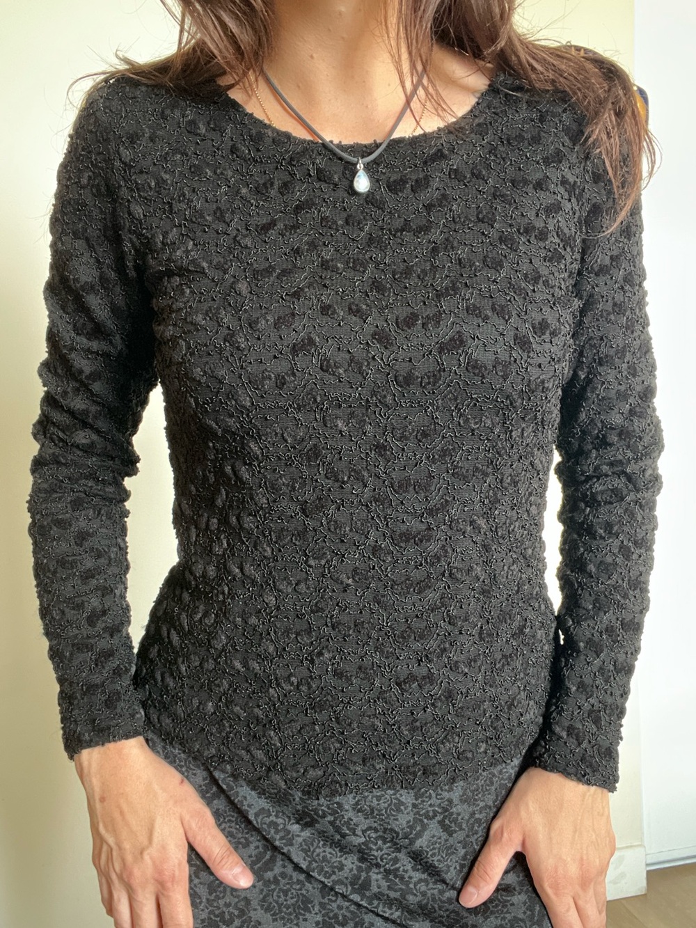Whimsigoth Textured Black longsleeve top